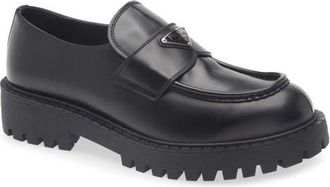 Prada Chocolate Lug Sole Loafer in Nero at Nordstrom, Size 10.5Us