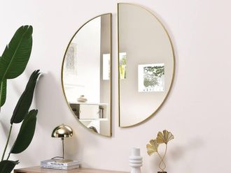 Vente-Unique Set Of 2 Half-Circle Design Metal Mirror - W.50 X H.100 Cm - Gilded in Gold