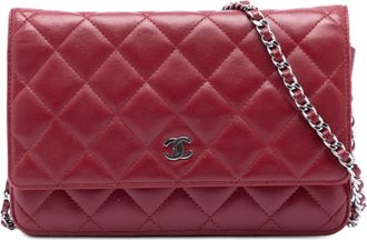 Chanel Tweedehands Cc Gestikte Lamsleer Portemonnee Aan Ketting