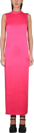 Versace Enver Satin Cocktailjurk - Dames - Maxi kleedjes - Roze - M - Satijn - Kleedjes