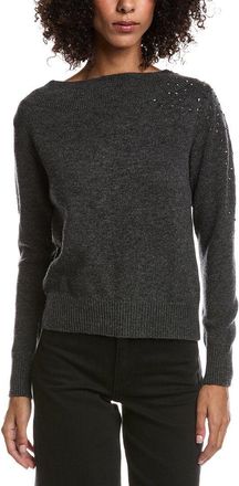 Forté Cashmere Crystal Cluster Off Shoulder Wool & Cashmere-Blend Sweater