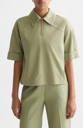 Scotch & Soda Short Sleeve Cotton Blend Utility Shirt in Oil Green at Nordstrom, Size 10 Us