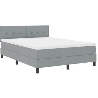 vidaXL Vidaxl - Cama Box Spring Con Colch&oacute;n Gris Claro 140 X 200 Cm Tela