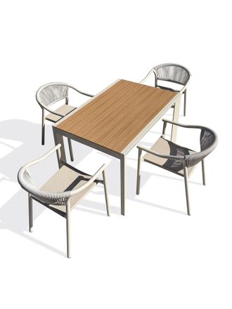 DCB Garden Tonga - Conjunto De Comedor De Jard&iacute;n De Aluminio Para 4 Personas - Antracita - Dcb Garden