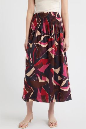 Rails Alessa Smock Waist Cotton Midi Skirt in Paradise at Nordstrom, Size Xx-Large