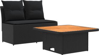vidaXL 2 Pieza Sof&aacute; Central De Jard&iacute;n Con Mesa Elevable Vidaxl