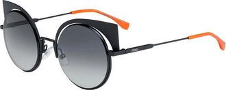 Fendi Mat Zwart Zonnebril met Grijze Schaduw - Dames - Zonnebrillen - Zwart - 53 MM - Accessoires