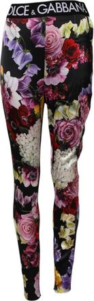 Dolce & Gabbana Activewear Leggings in Jersey met bloemenprint - Dames - Leggings - Veelkleurig - S - Nylon - Broeken