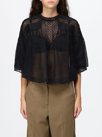 Isabel Marant Top Parina in misto lino con inserti in pizzo