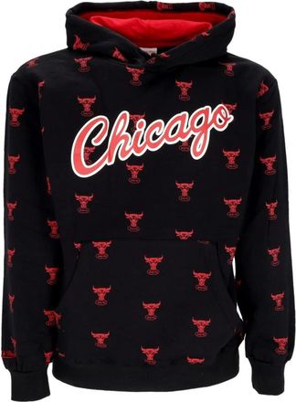 Mitchell & Ness Chicago Bulls AOP Fleece Hoodie - Heren - Hoodies - Zwart - XL - Katoen - Hoodies & sweatvesten