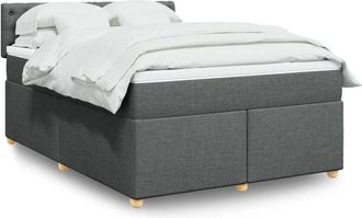 vidaXL Cama Box Spring Con Colch&oacute;n Tela Gris Oscuro 140x200 Cm Vidaxl