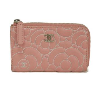 Chanel Camellia Pink Leather Coin Purse/Coin Case (Pre-Owned)