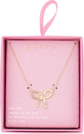 Leith Bow Pendant Necklace in Gold at Nordstrom Rack
