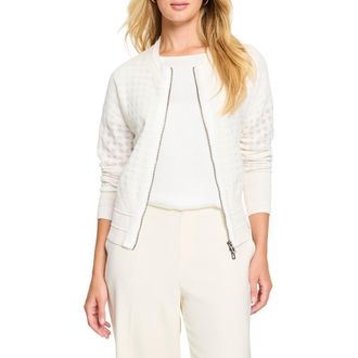 Nic+Zoe Sheer Stitch Zip Cardigan in Classic Cream at Nordstrom Rack, Size X-Large