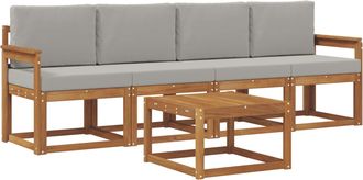 vidaXL Conjunto De Sof&aacute;s De Exterior 5 Uds. Gris Natural Y Claro Vidaxl