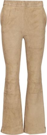 Arma Broeken, Dames, Beige, S, Leer, Kamilla Suede Broek