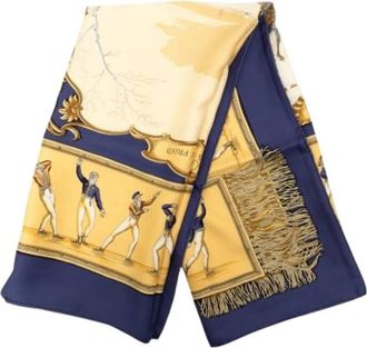 Herm&egrave;s Pre-owned Les Plaisirs du Froid Zijden Sjaal - Dames - Vintage Accessoires - Veelkleurig - ONE Size - Vintage