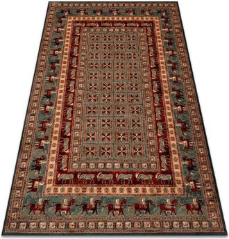 RugsX Wool carpet KASHQAI 4301 401 oriental, frame green / terracotta green 80x160 cm