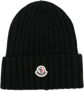 Moncler Stijlvolle Dames Wollen Hoed - Dames - Hoeden - Zwart - ONE Size - Wol - Accessoires