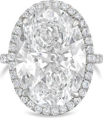 Diana M. Jewels Platinum 10ct lab grown Oval Diamond Halo Pav&eacute; Ring