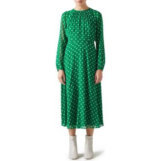 L.k. Bennett Addison Polka Dot Long Sleeve Midi Dress in Green at Nordstrom Rack, Size 8 Us / 12 Uk