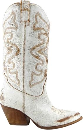 Elena Iachi Stivale Texano E2000 - Dames - Cowboylaarzen - Wit - 37 1/2 EU - Leer - Schoenen