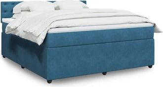 vidaXL Vidaxl - Cama Box Spring Con Colch&oacute;n Terciopelo Azul 180x200 Cm