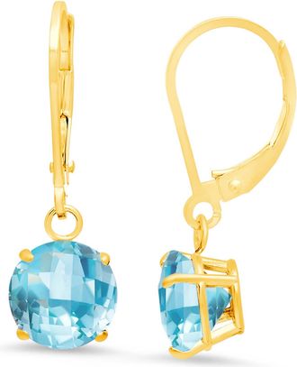 MAX + STONE Solid 10K Yellow or White Gold 8mm Gemstone Dangle Earrings