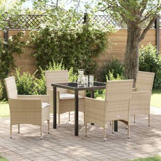 vidaXL Vidaxl - Conjunto De Comedor De Jard&iacute;n Con Coj&iacute;n 5 Pcs Beige Polirat&aacute;n
