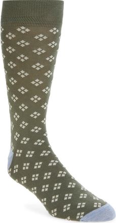 Nordstrom Geo Pattern Cotton Blend Dress Socks in Sage at Nordstrom