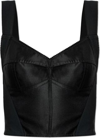 Dolce & Gabbana Top met aansluitende pasvorm - Dames - Tops zonder mouwen - Zwart - XS - Katoen - Tops