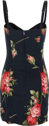 Dolce & Gabbana Womens Short Dress Black Floral Viscose Elastane