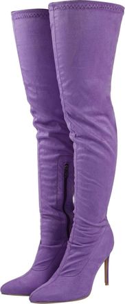 Generic Purple,4.5 UK,Thigh High Boots Over The Knee Boots for Women Suede Stretch Stiletto High Heels Boot Side Zipper Long Pointed Toe Shoes
