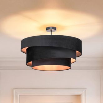 Lindby Lindby - L&aacute;mpara De Techo jusari En Negro Textura, Tela, Tejido, Seda