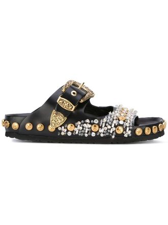 FAUSTO PUGLISI beaded studded sandals - Nero