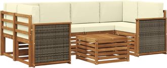 vidaXL Conjunto De Sof&aacute;s De Exterior 7 Uds. Natural Y Crema Vidaxl