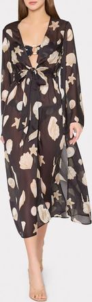 Milly Vince Seashell Sheer Cover-Up in Black/White at Nordstrom, Size X-Small