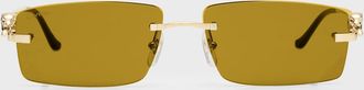 Cartier Men & apos;s Rimless Metal Rectangle Sunglasses