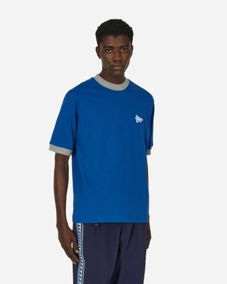 And Wander Maison Kitsun&eacute; Ringer Cotton T-Shirt Blue