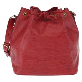 Louis Vuitton Petit Noe Monogram Canvas Red Leather Handbag (Pre-Owned)