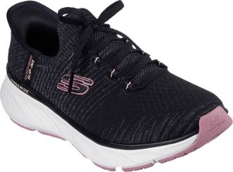 Skechers Edgeride Impression Textiel Dames Zwarte/Roze Sneakers