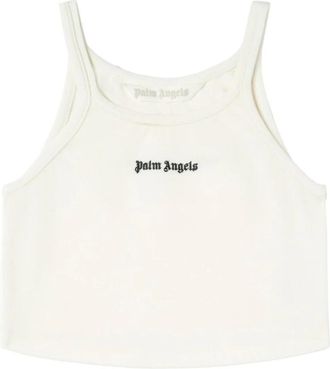 Palm Angels Classic Logo Tank Vest - Dames - Tops zonder mouwen - Wit - M - Katoen - Tops