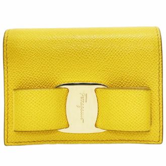 Ferragamo Vara Yellow Leather Wallet (Bi-Fold) (Pre-Owned)