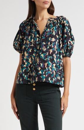 Ulla Johnson Tie Neck Puff Sleeve top in Kaleidoscope at Nordstrom Rack, Size 4