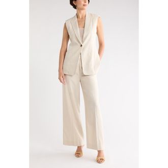Nordstrom Rack Classic Fit Linen Blend Vest in Beige Oatmeal at Nordstrom Rack, Size X-Small