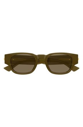 Bottega Veneta 51mm Oval Sunglasses in Transparent Khaki at Nordstrom