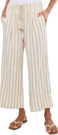 Liverpool L.A. Petite Mid-rise Pull-on Wide Leg Crop Trouser 24.5 Inseam Womens Clothing Cream/ Tan Raglan Stripe : PXL 24.5