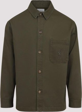 Saint Laurent Green Long Sleeves Logo Shirt