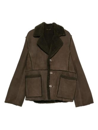 Kristensen Du Nord shearling-trimmed buttoned jacket - Brown