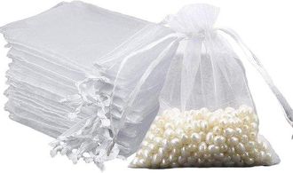 OEM Bolsas De Organza Blancas De 10x15 Cm - 50 Unidades - Bolsas De Regalo Para Bodas, Fiestas Y Festivales